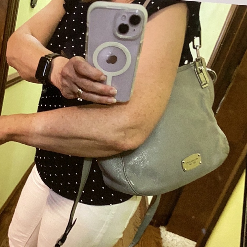 Michael Kors gray two way bag, EUC. Silver hardware. Includes crossbody strap. - Picture 13 of 13